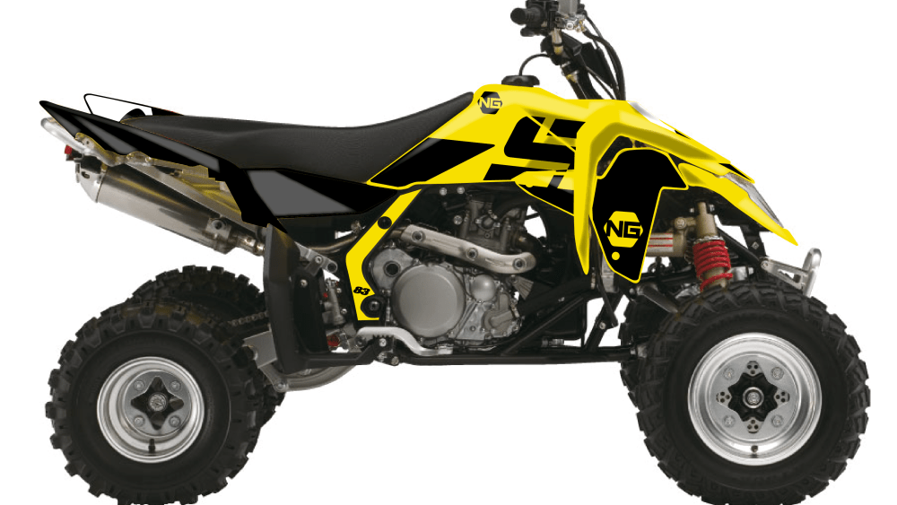 kit déco quad suzuki 50 80 90 500 400 450 lt ltz ltr ng kit déco décals stickers graphics autocollant hid séries jaune noir