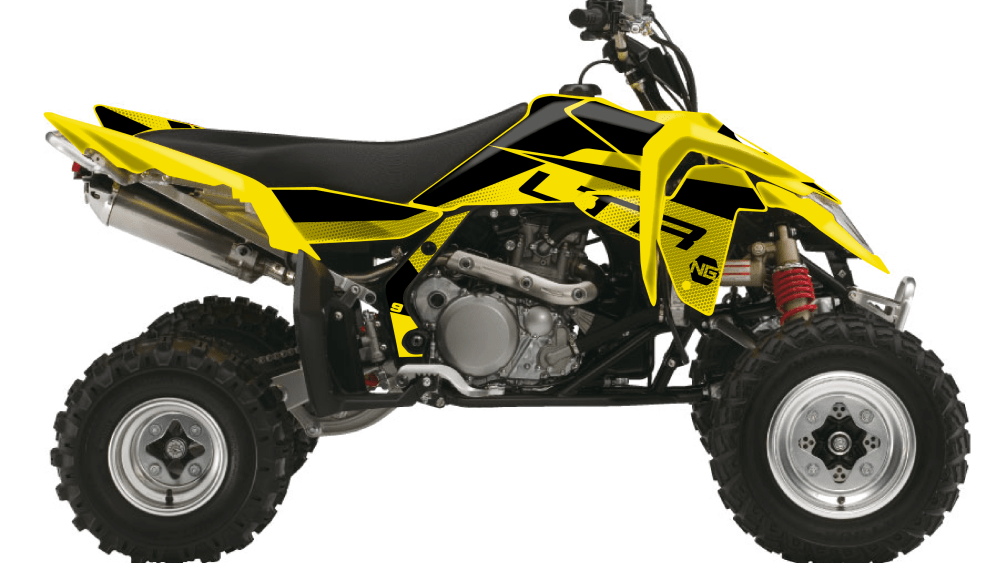 kit déco quad suzuki 50 80 90 500 400 450 lt ltz ltr ng kit déco décals stickers graphics autocollant spike jaune noir