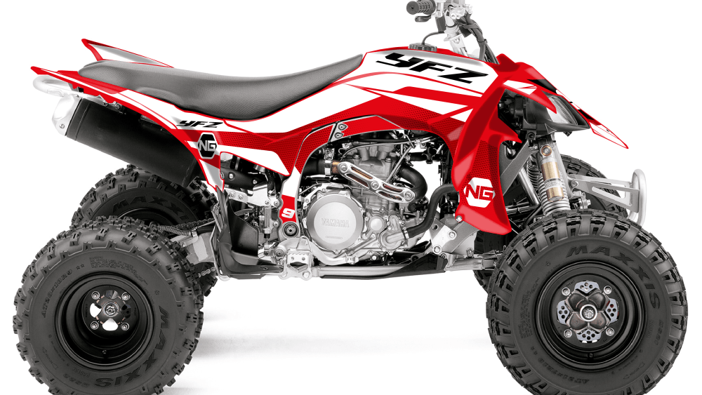 kit déco quad yamaha yfz yfzr blaster raptor warrior banshee yfm 90 200 250 350 450 660 700 ng kit déco décals stickers graphics spike blanc rouge