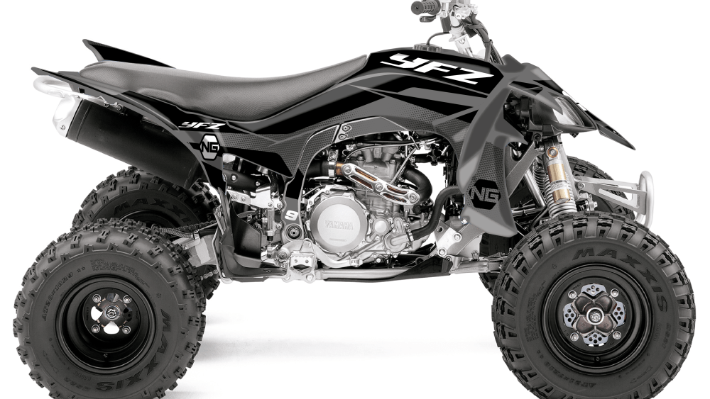 kit déco quad yamaha yfz yfzr blaster raptor banshee warrior yfm 90 200 250 350 450 660 700 ng kit déco décals stickers graphics spike noir gris