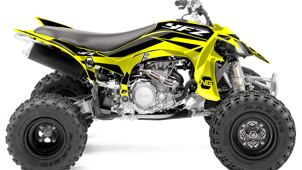 kit déco quad atv yamaha yfzr yfz yfm raptor blaster ng kit déco décals stickers graphics spike noir jaune montage-01