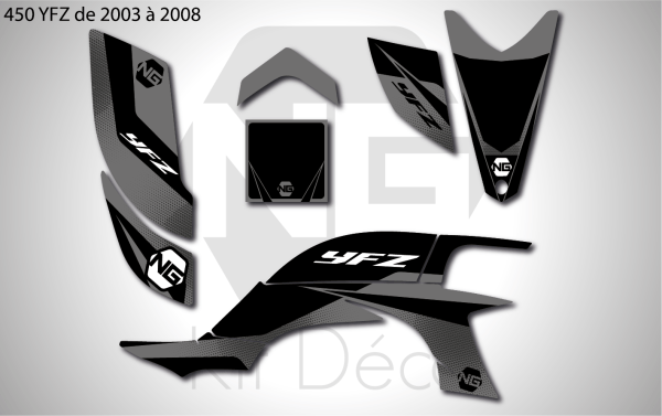 kit déco quad yamaha 450 yfz de 2003 à 2008 ng kit déco spike séries noir gri atc decals stickers autocollant graphics_Plan de travail 1
