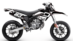 kit déco moto enduro supermotard DERBI / GILERA 50 ng kit déco décals stickers graphics autocollant hid noir blanc