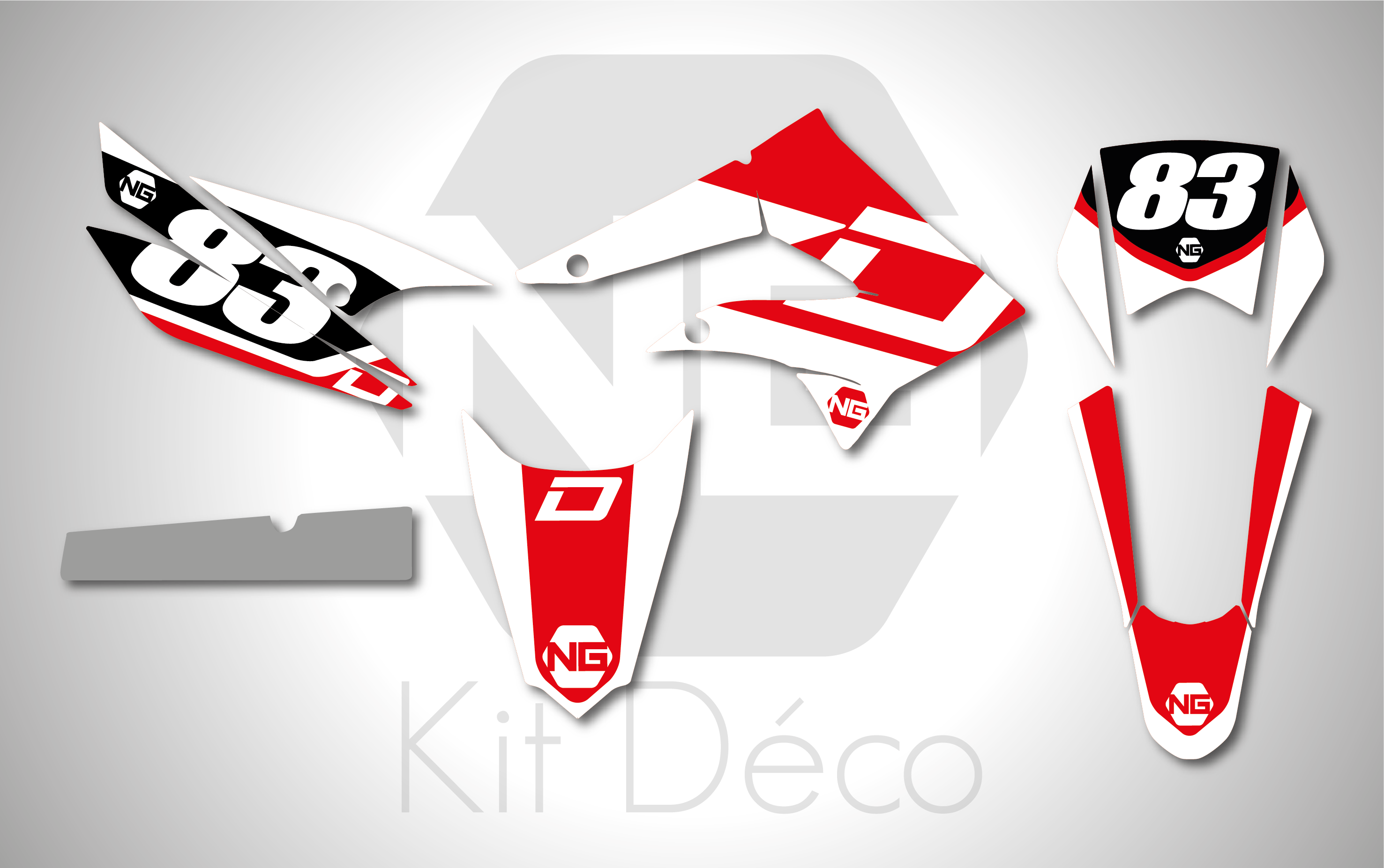 kit déco moto enduro supermotard derbi gilera ng kit déco décals stickers graphics autocollant hid rouge blanc_Plan de travail 1