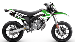 kit déco moto enduro supermotard DERBI / GILERA 50 ng kit déco décals stickers graphics autocollant hid vert blanc