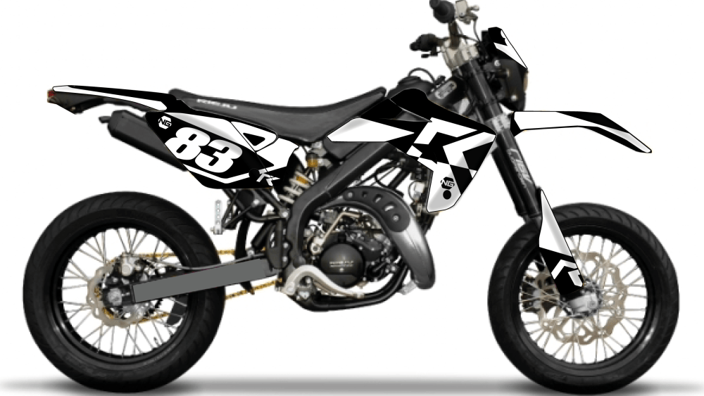 kit déco moto enduro supermotard RIEJU 50 MRT ng kit déco décals stickers graphics autocollant hid noir blanc