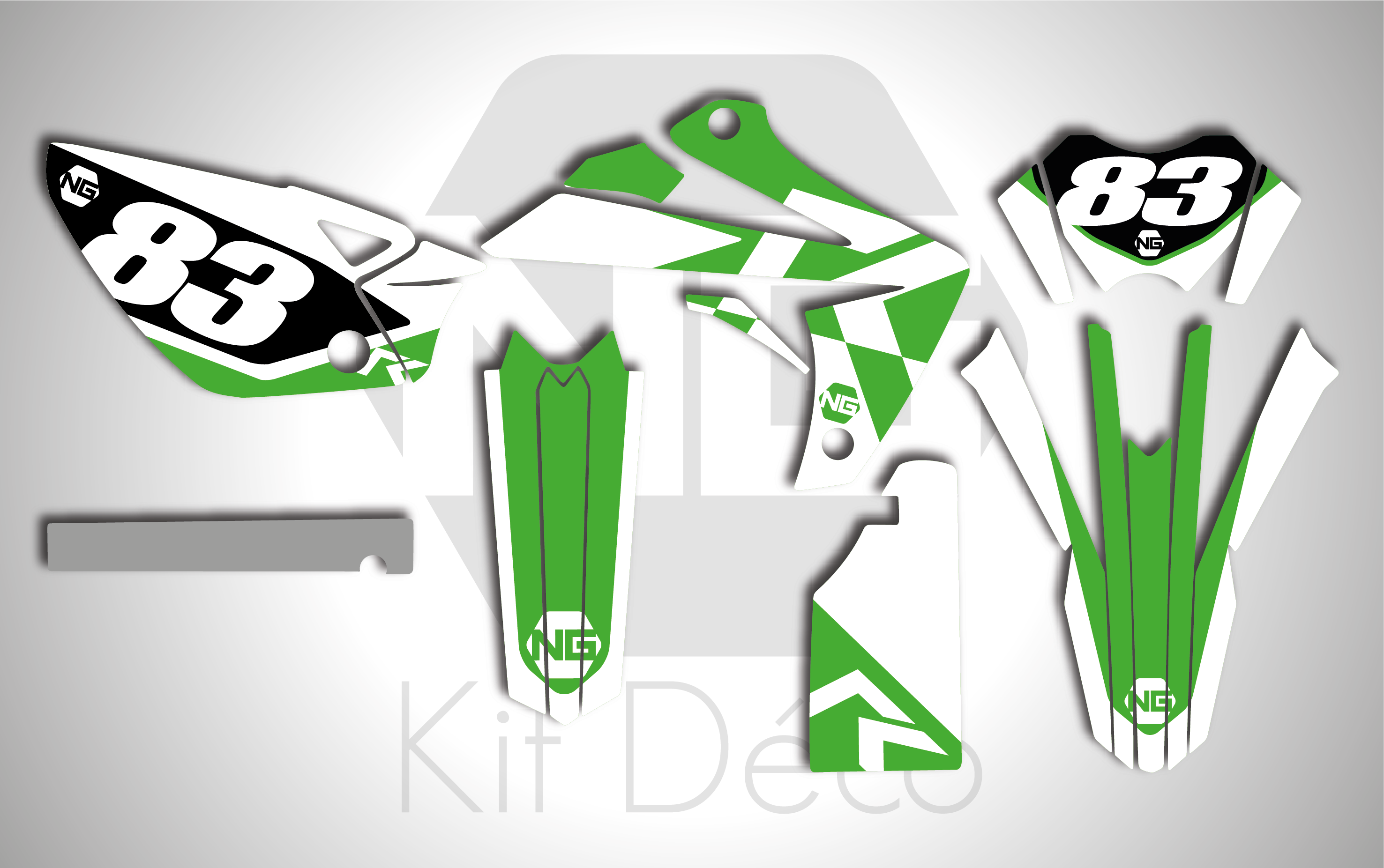 kit déco moto enduro supermotard rieju 50cc ng kit déco décals stickers graphics autocollant hid vert blanc_Plan de travail 1