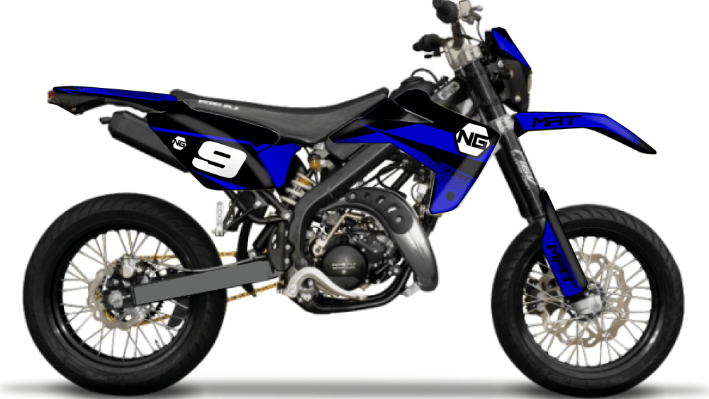 kit déco moto enduro supermotard RIEJU 50 MRT ng kit déco décals stickers graphics autocollant spike bleu noir