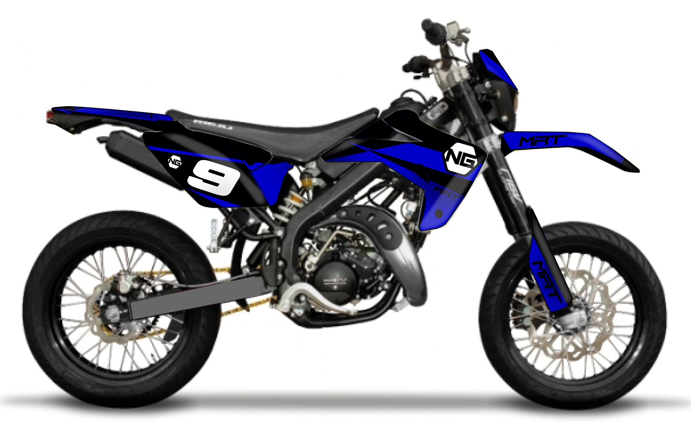 kit déco moto enduro supermotard RIEJU 50 MRT ng kit déco décals stickers graphics autocollant spike bleu noir