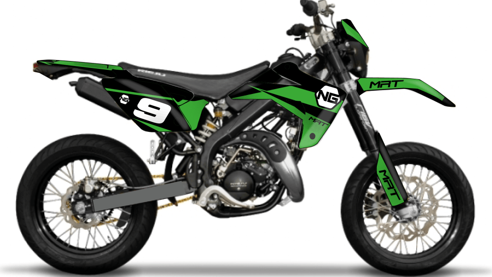 kit déco moto enduro supermotard RIEJU 50 MRTc ng kit déco décals stickers graphics autocollant spike vert noir