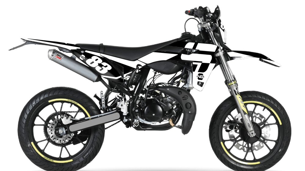 kit déco moto enduro supermotard SHERCO 50 SE / SM ng kit déco décals stickers graphics autocollant hid noir blanc