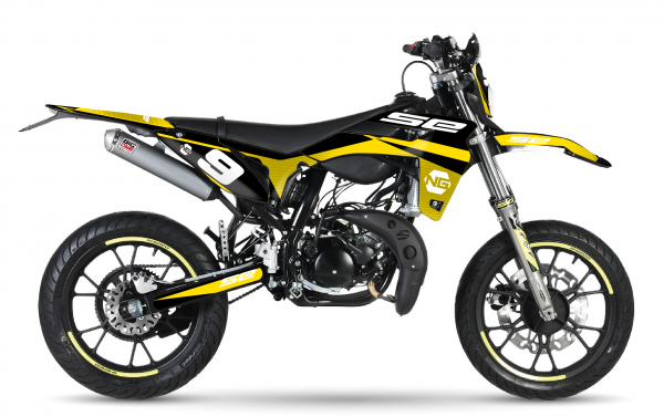 kit déco moto enduro supermotard SHERCO 50 SE / SM ng kit déco décals stickers graphics autocollant spike noir jaune