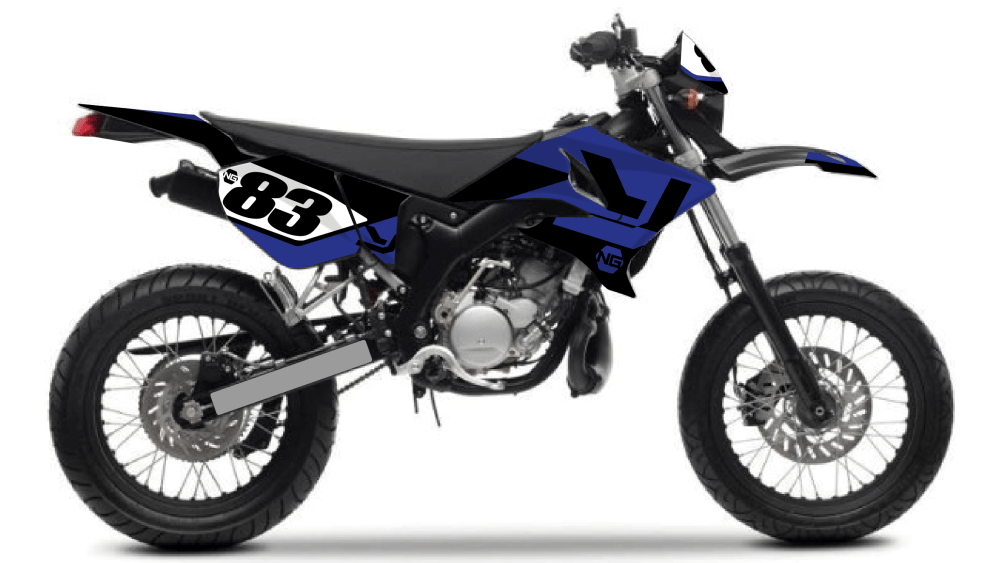 kit déco enduro supermotard YAMAHA 50 DT MBK xlimit ng kit déco décals stickers graphics autocollant hid noir bleu