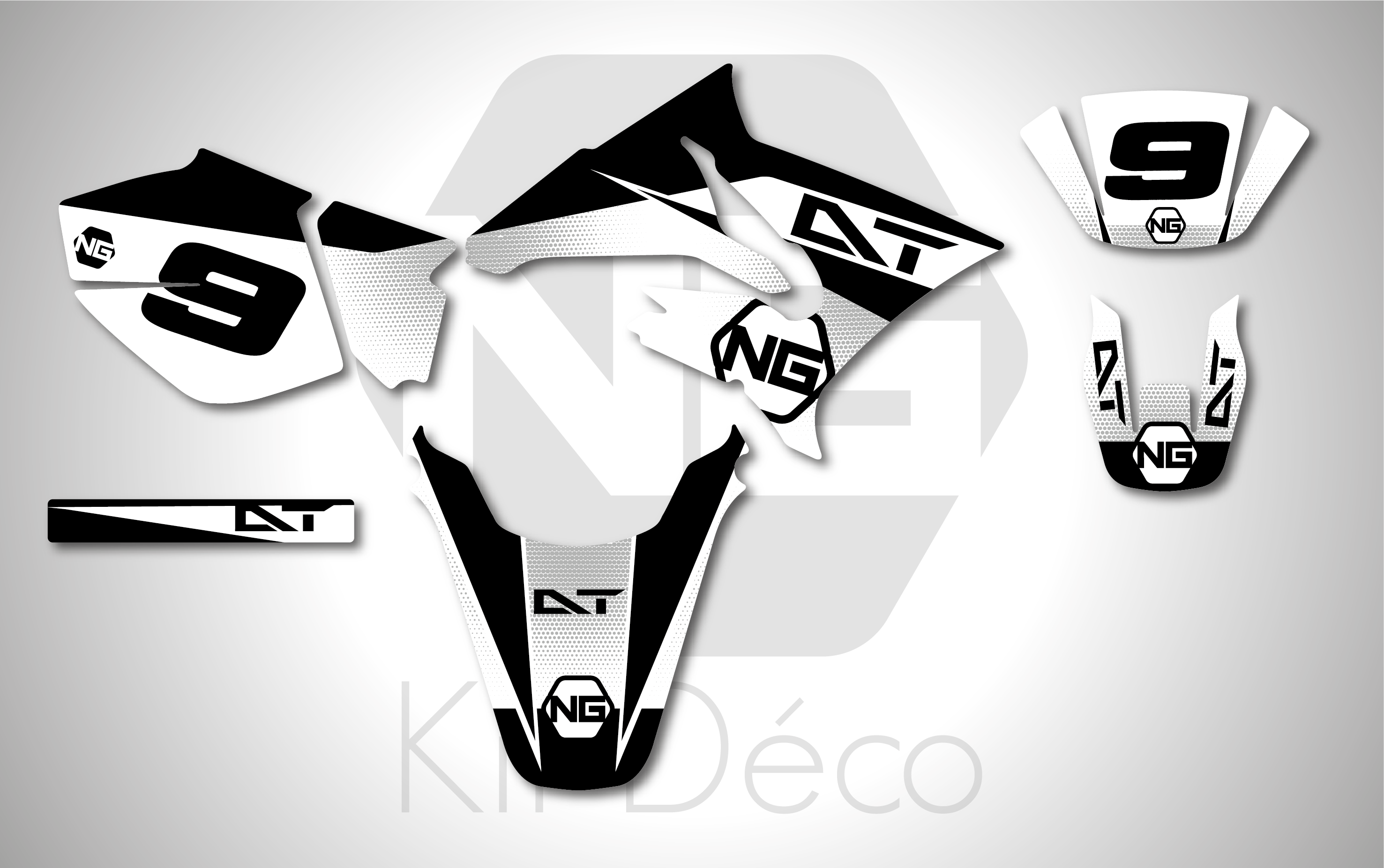 kit déco moto enduro supermotard yamaha 50 dt ng kit déco décals stickers graphics autocollant spike blanc noir_Plan de travail 1