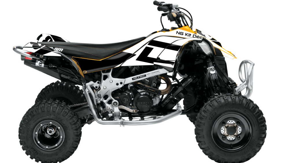 kit déco quad atv canam ds 70 90 450 650 ng kit déco décals stickers graphics autocollant hid blanc noir