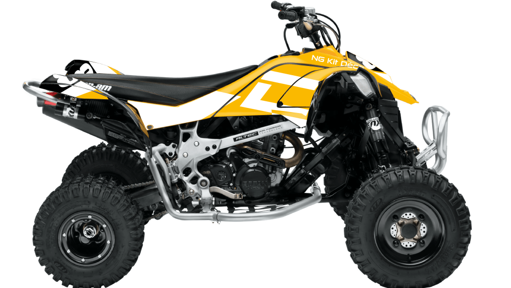 kit déco quad atv canam ds 70 90 450 650 ng kit déco décals stickers graphics autocollant hid séries jaune blanc montage