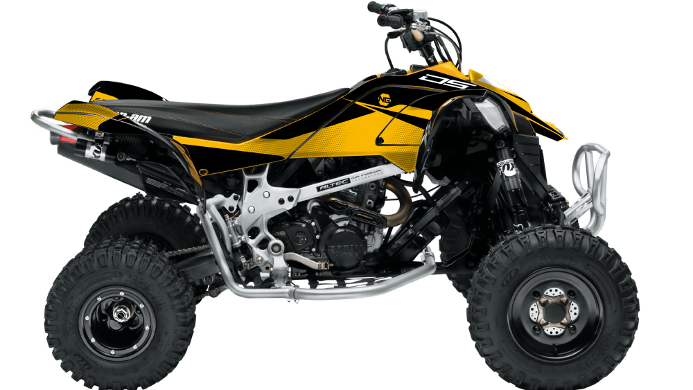 kit déco quad atv canam ds 70 90 450 650 ng kit déco décals stickers graphics autocollant spike séries noir jaune
