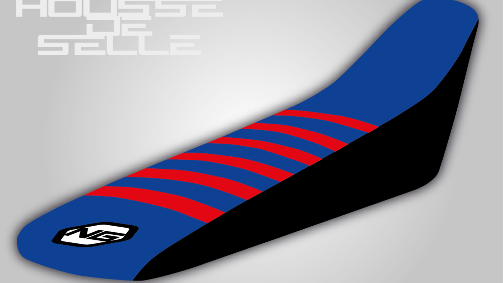 housse de selle yamaha 65 85 125 250 450 yz yzf wr wrf yze noire bleu bande rouge grip anti dérapant ng kit déco seat cover