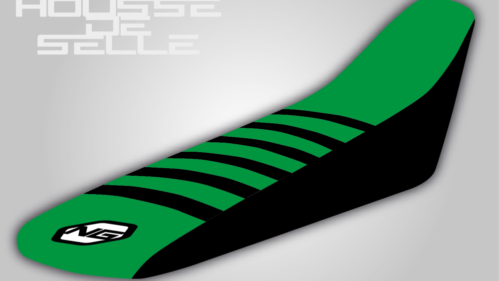 housse de selle noire verte bande noire kawasaki 85 125 250 450 kx kxf grip anti dérapant ng kit déco seat cover