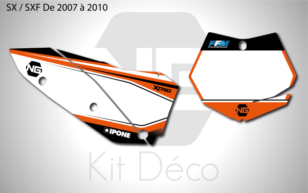 kit déco fond de plaque numéro ktm sx sxf 2007 2008 2009 2010 motocross ng stv 2020 mx decals stickers graphics autocollant_Plan de travail 1