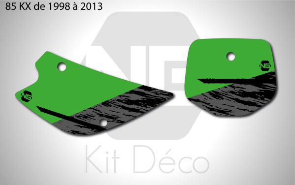 Kit déco fond de plaque numéro kawasaki 85 kx de 1998 à 2013 motocross ng kit déco destroy séries mx decals stickers graphics autocollant_Plan de travail 1