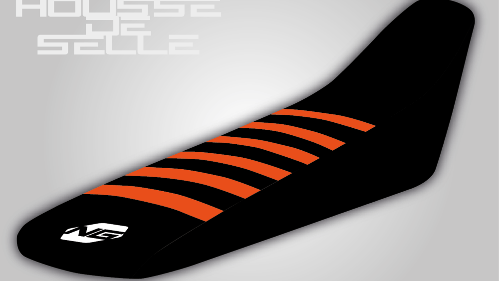housse de selle ktm 65 85 125 150 250 350 450 sx sxf exc excf tpi noire bande orange grip anti dérapant ng kit déco seat cover