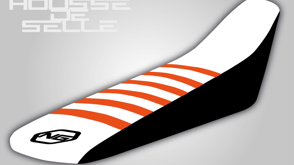 housse de selle ktm 65 85 125 150 250 350 450 sx sxf exc excf tpi noire blanche bande orange grip anti dérapant ng kit déco seat cover