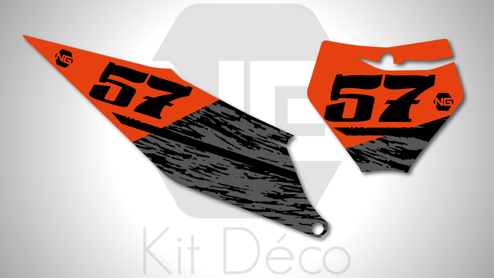 kit deco fond de plaque numéro KTM sx sxf 50 65 85 125 250 350 450 2021 ng kit déco destroy séries decals stickers graphics autocollant 2020