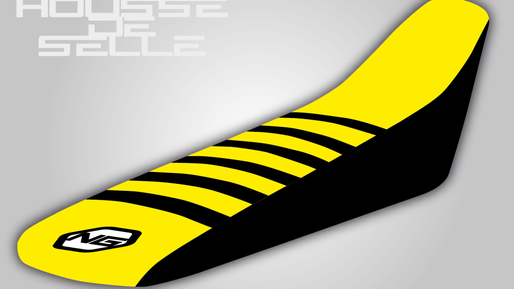 housse de selle 65 85 125 250 350 450 tc fc te fe noire jaune bande noire grip anti dérapant ng kit déco seat cover