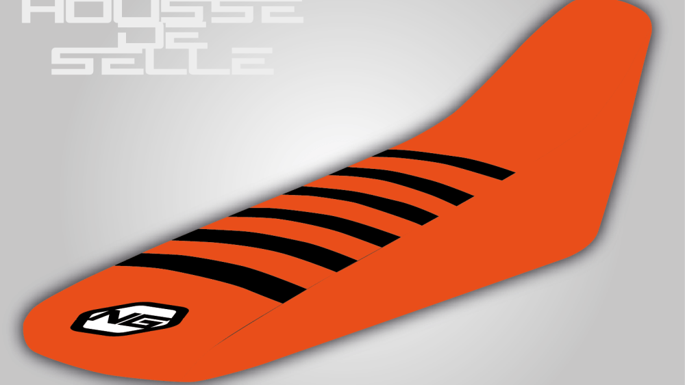 housse de selle ktm 65 85 125 150 250 350 450 sx sxf exc excf tpi orange bande noire grip anti dérapant ng kit déco seat cover