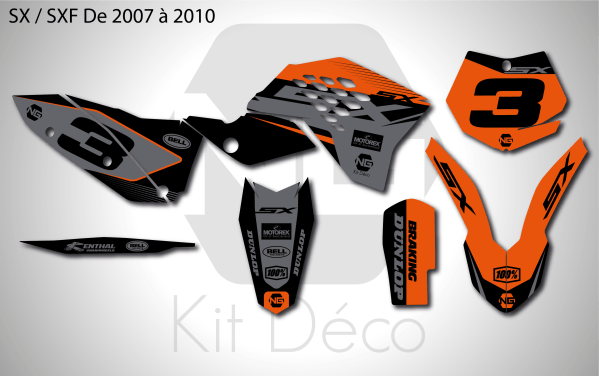 kit déco ktm sx sxf 2007 2008 2009 2010 125 250 350 450 motocross ng kit déco sb séries mx decals stickers graphics autocollant_Plan de travail 1