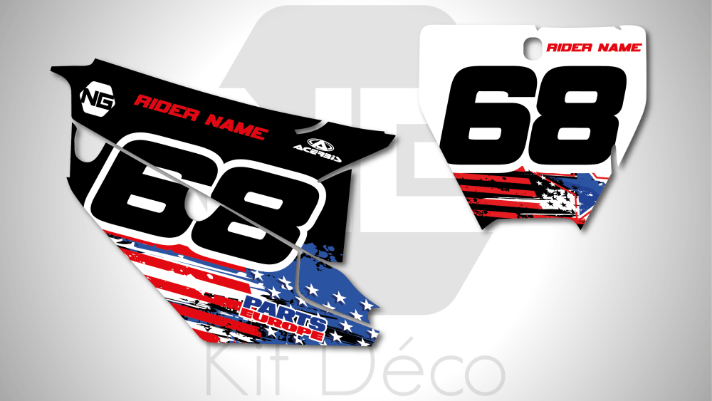kit déco fond de plaque numéro Husqvarna TC / FC 50 65 85 125 250 350 450 2021 motocross ng kit déco usa patriot séries decals stickers graphics autocollant 2022