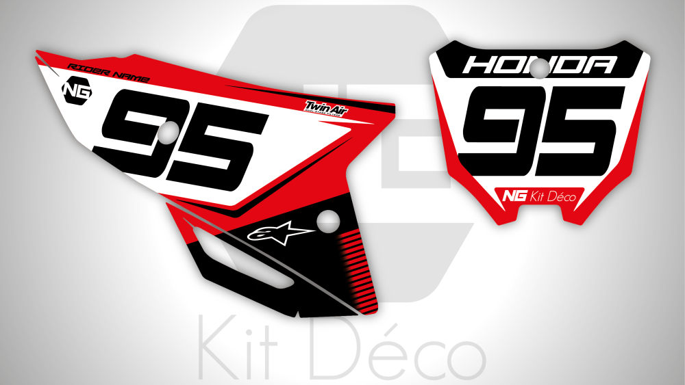 kit déco fond de plaque numéro honda 85 110 125 150 250 450 cr crf motocross stripe séries autocollant stickers graphics decals