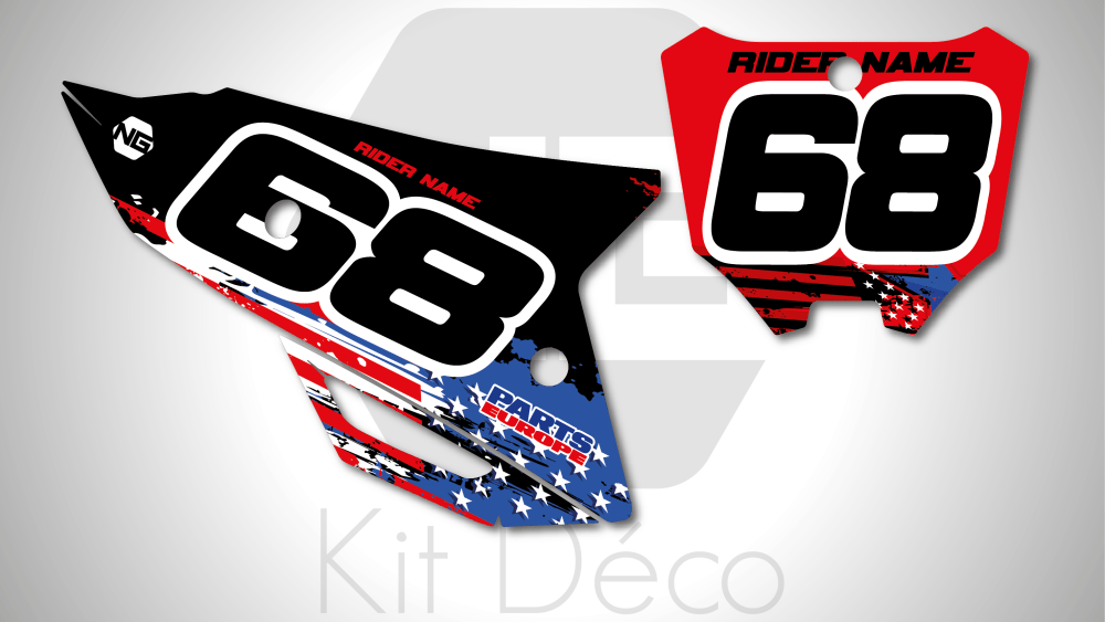kit déco fond de plaque numéro honda 85 110 125 150 250 450 cr crf ng kit déco usa séries 2022 decals stickers graphics autocollant