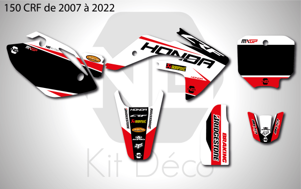 kit déco 150 crf de 2007 à 2022 honda motocross ng kit déco talb séries 2020 mx decals stickers graphics autocollant_Plan de travail 1