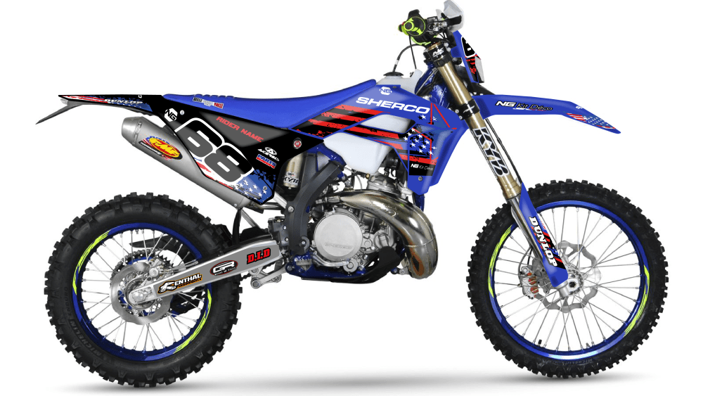 kit déco sherco se sef racing 125 250 300 450 500 enduro kit déco usa series 2020 decals stickers graphics autocollant montage