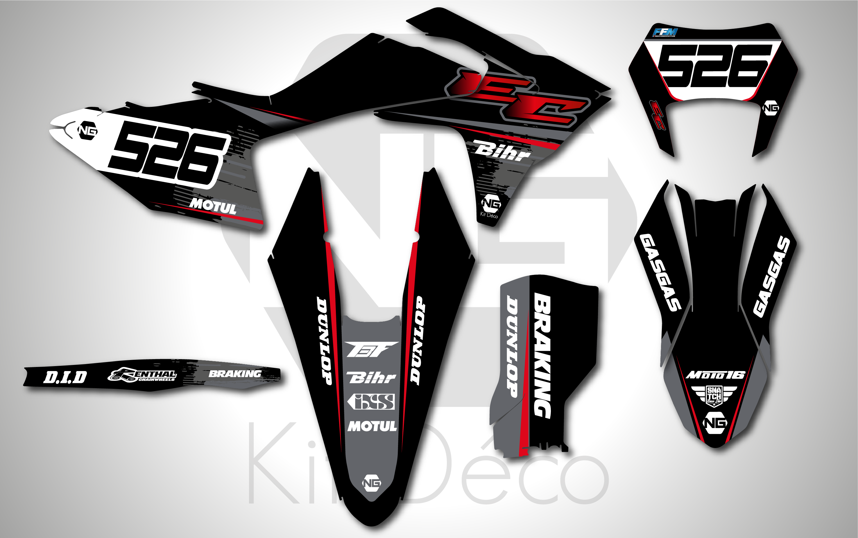 kit déco gasgas 125 250 300 350 450 500 ec ecf 2024 2025 2026 2027 enduro ng abstrac series décals stickers graphics autocollant adhesifs