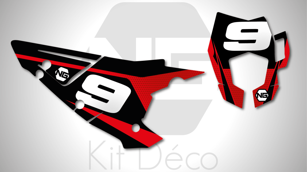 kit déco fond de plaque numéros rieju mr pro racing ranger mrt lc 125 250 300 2022 ng kit déco spike séries decals stickers graphics autocollant noir rouge
