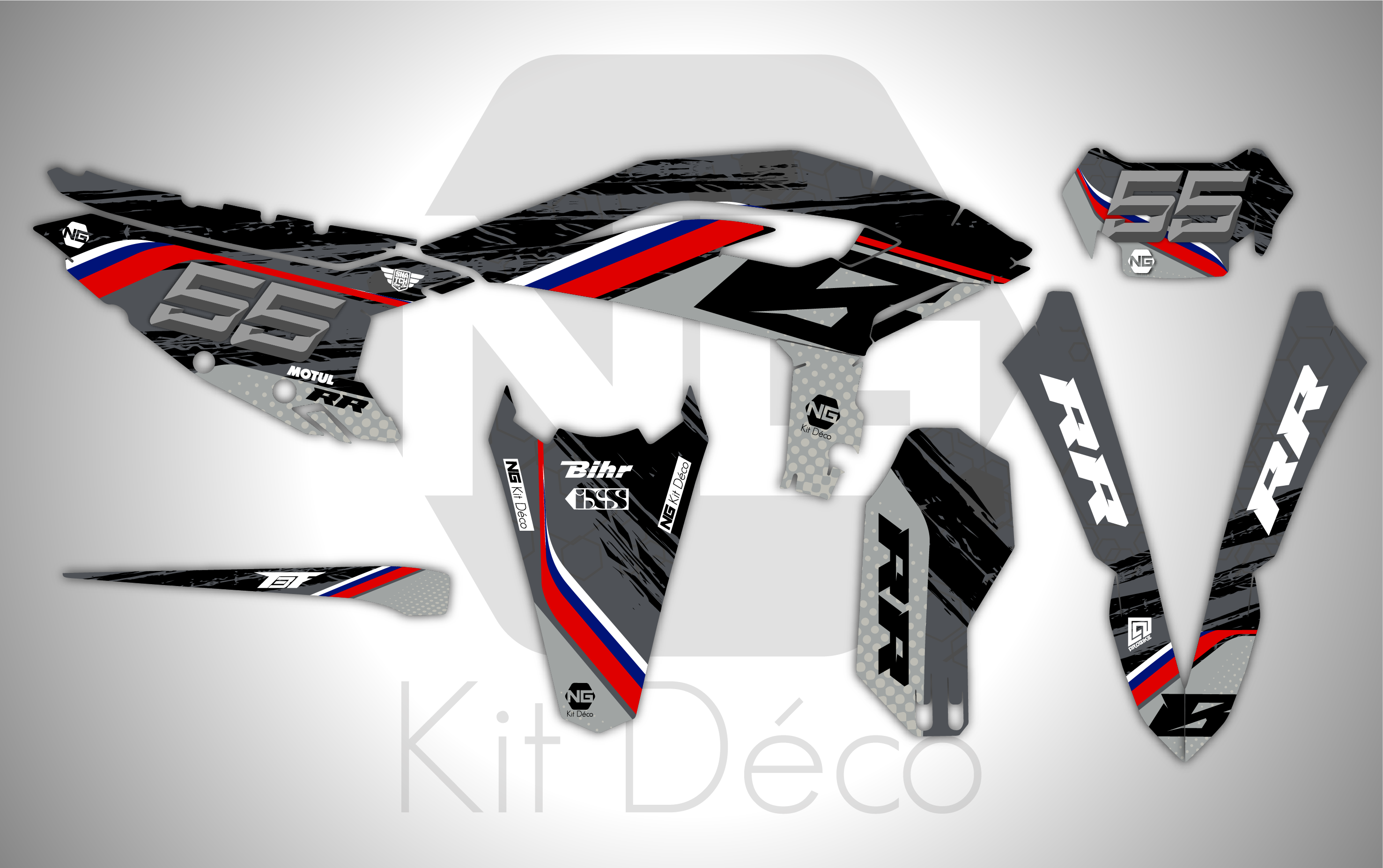 kit déco 125 200 250 300 350 390 430 480 beta rr x pro 2025 2026 2027 2028 ng trash séries gris rouge blanc bleu enduro decals stickers graphcis autocollant adhesifs