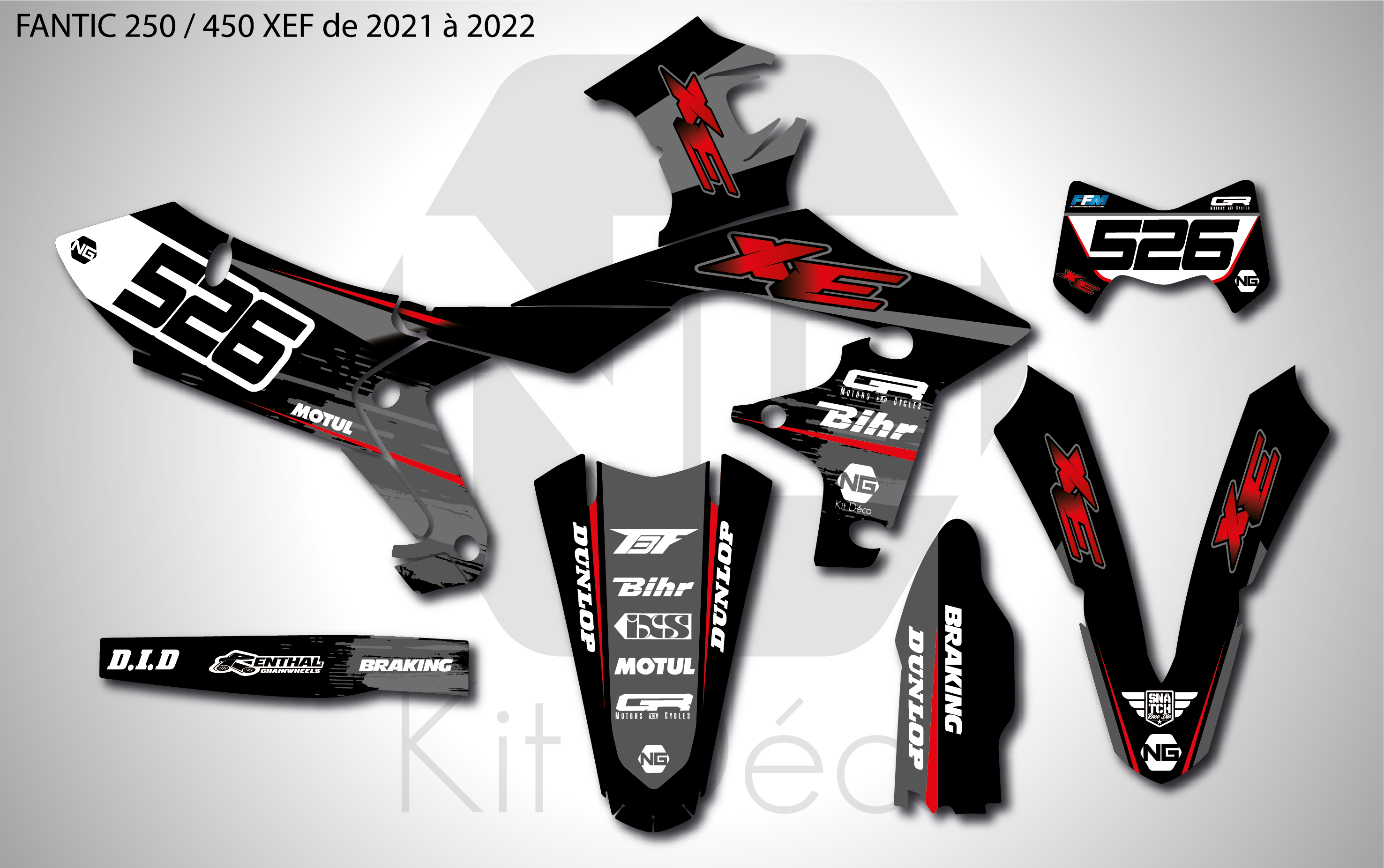 Kit déco fond de plaque numéro FANTIC XE / XEF KENT1MOTO 2022 125 250 450