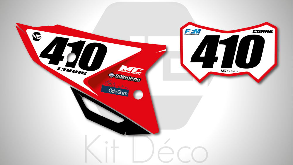 kit déco fond de plaque numéro HONDA HM CRE / CRFX / RX 250 300 400 450 ng kit déco team jsm 2021 decals stickers autocollant graphics