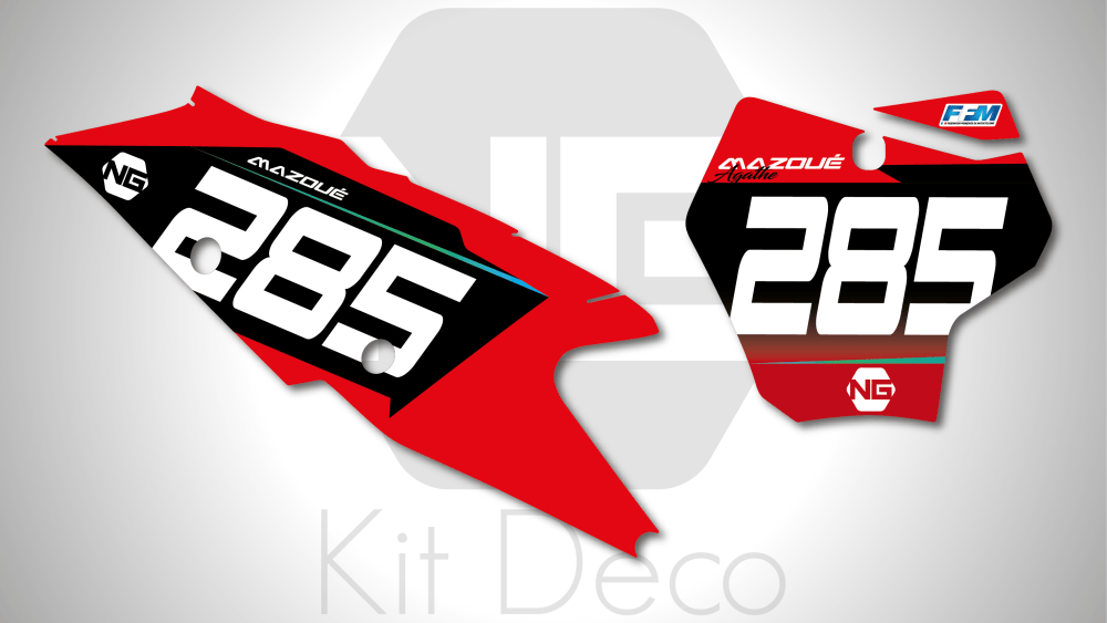 kit déco fond de plaque numéro gasgas 50 65 85 125 250 350 450 mc mcf 2022 team mct agathe mazoué 2021 ng kit deco decals stickers graphics autocollant