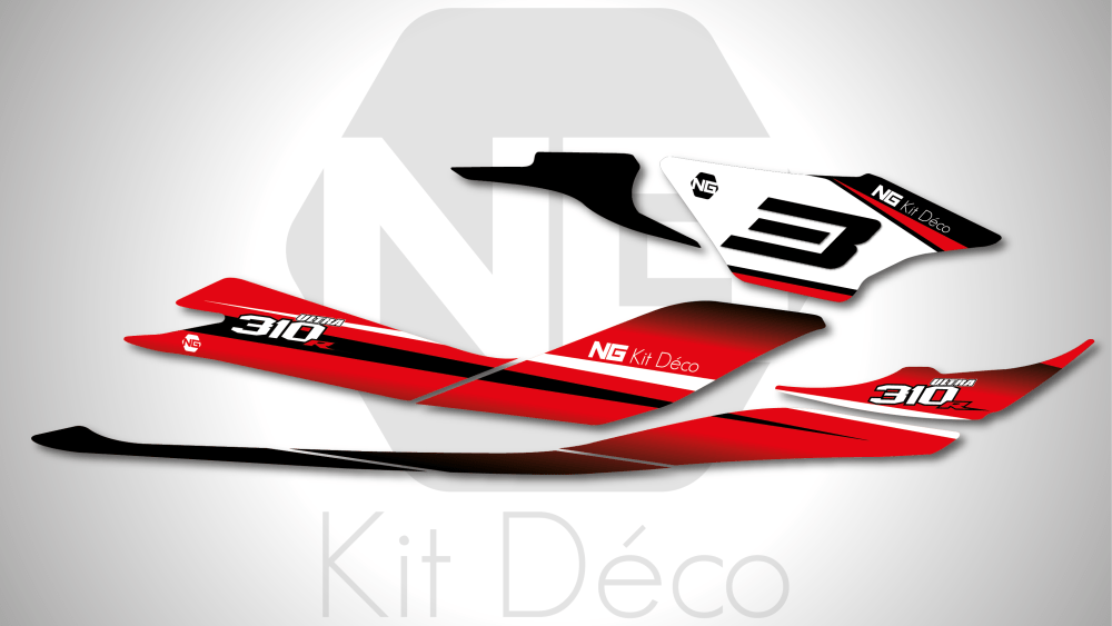 Kit déco kawasaki ultra 300 310 jet ski ng kit déco crv séries rouge decals stickers graphics autocollant