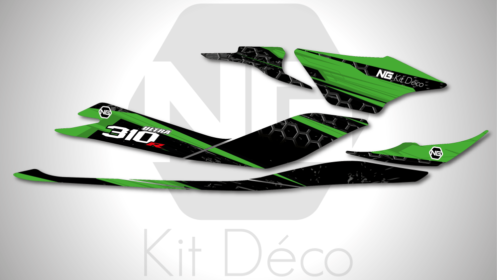 Kit déco kawasaki ultra 300 310 jet ski ng kit déco storm vert séries decals stickers graphics autocollant