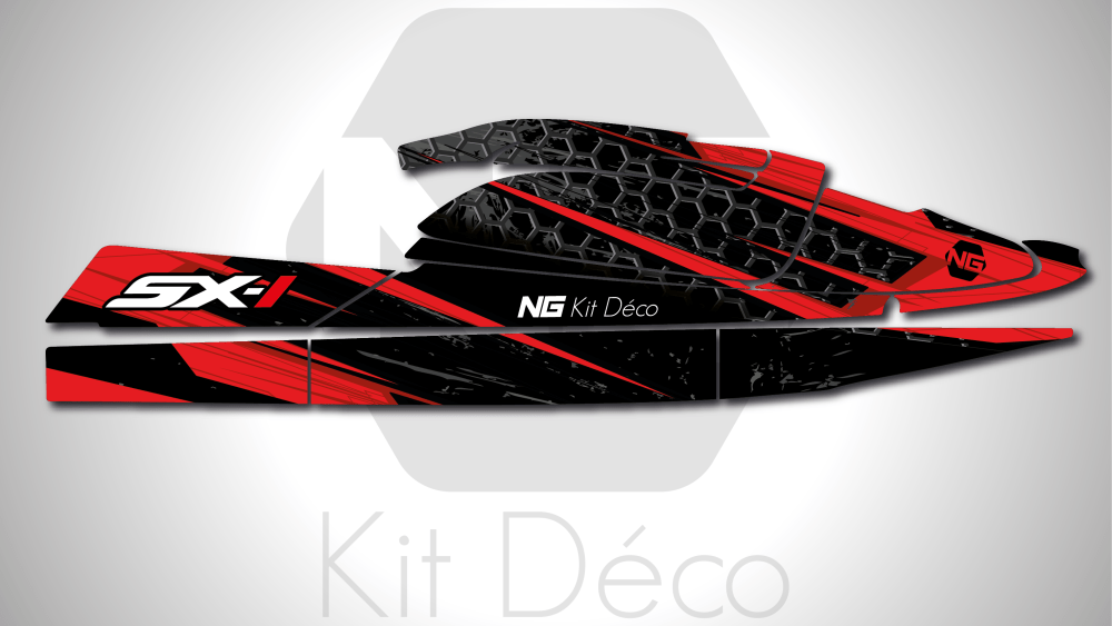 kit déco jet ski kawasaki 750 SXI ng kit déco storm series 2022 jet decals stickers autocollant graphics rouge_Plan de travail 1