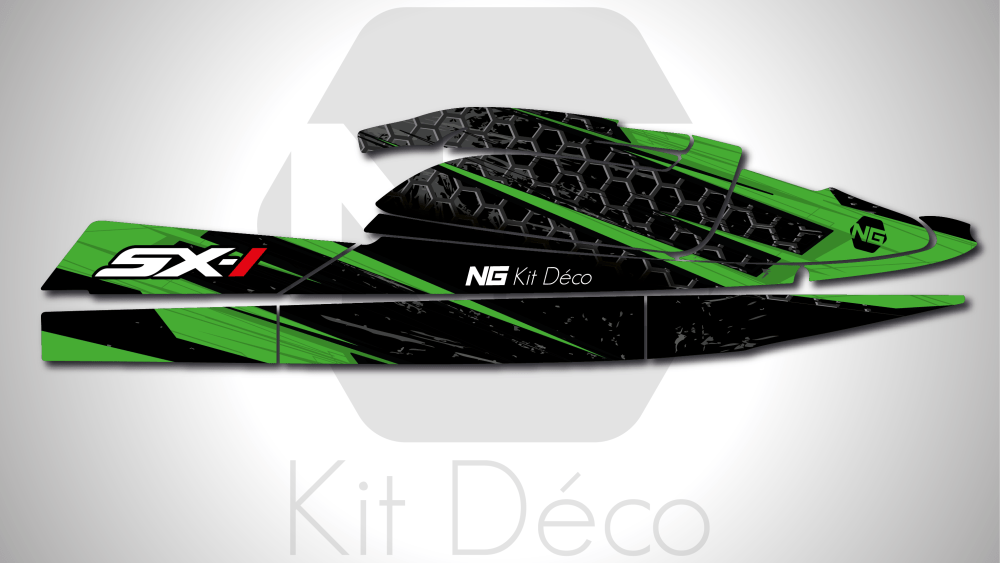 kit déco jet ski kawasaki 750 SXI ng kit déco storm series 2022 jet decals stickers autocollant graphics vert_Plan de travail 1