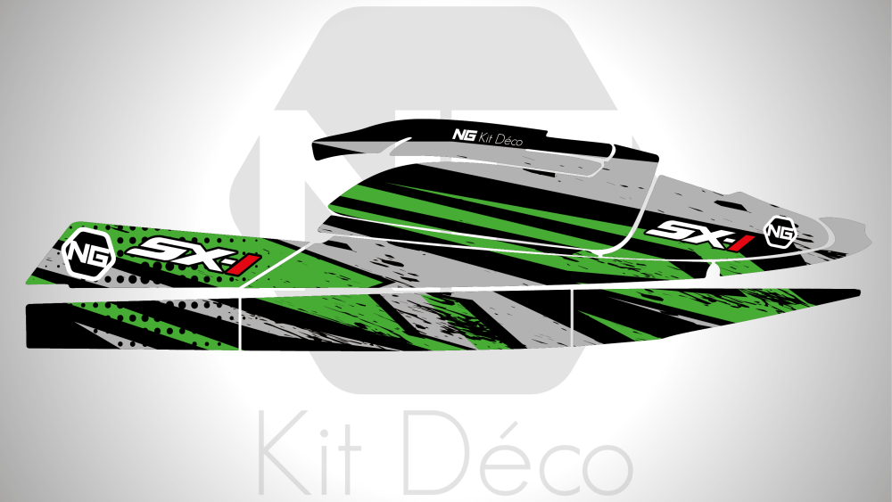 kit déco kawasaki jet ski 750 SXI ng kit déco aon séries 2022 jet decals stickers autocollant graphics vert_Plan de travail 1