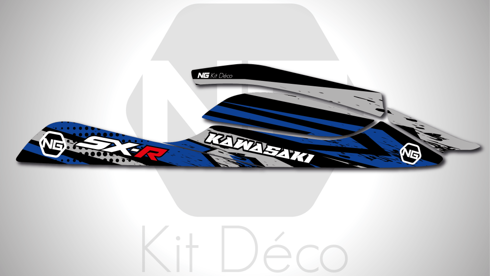 kit déco kawasaki jet ski 800 sxr ng kit déco aon séries jet decals stickers autocollant bleu_Plan de travail 1