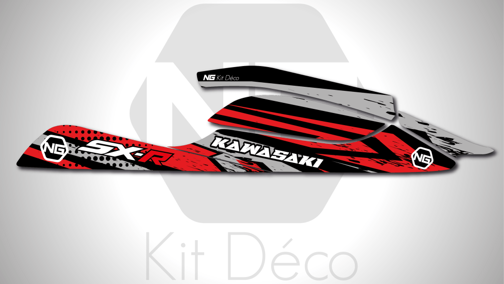 kit déco kawasaki jet ski 800 sxr ng kit déco aon séries jet decals stickers autocollant rouge