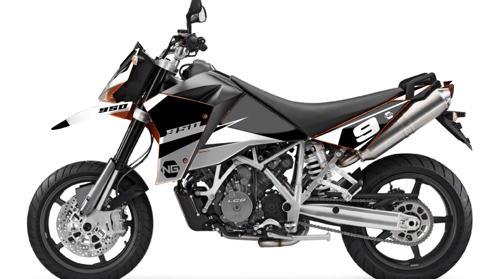 kit déco ktm 950 sm supermotard trail ng kit déco spike séries 2022 decals stickers graphics autocollant blanc noir montage-01